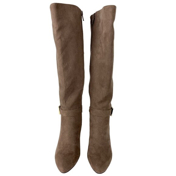 Jones New York 5.5 Kalee Camel Heeled Knee High Zipper Boots Buckle Accents - Picture 6 of 16